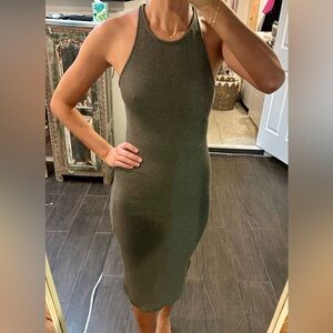 XS green urban outfitters ribbed racerback midi dress